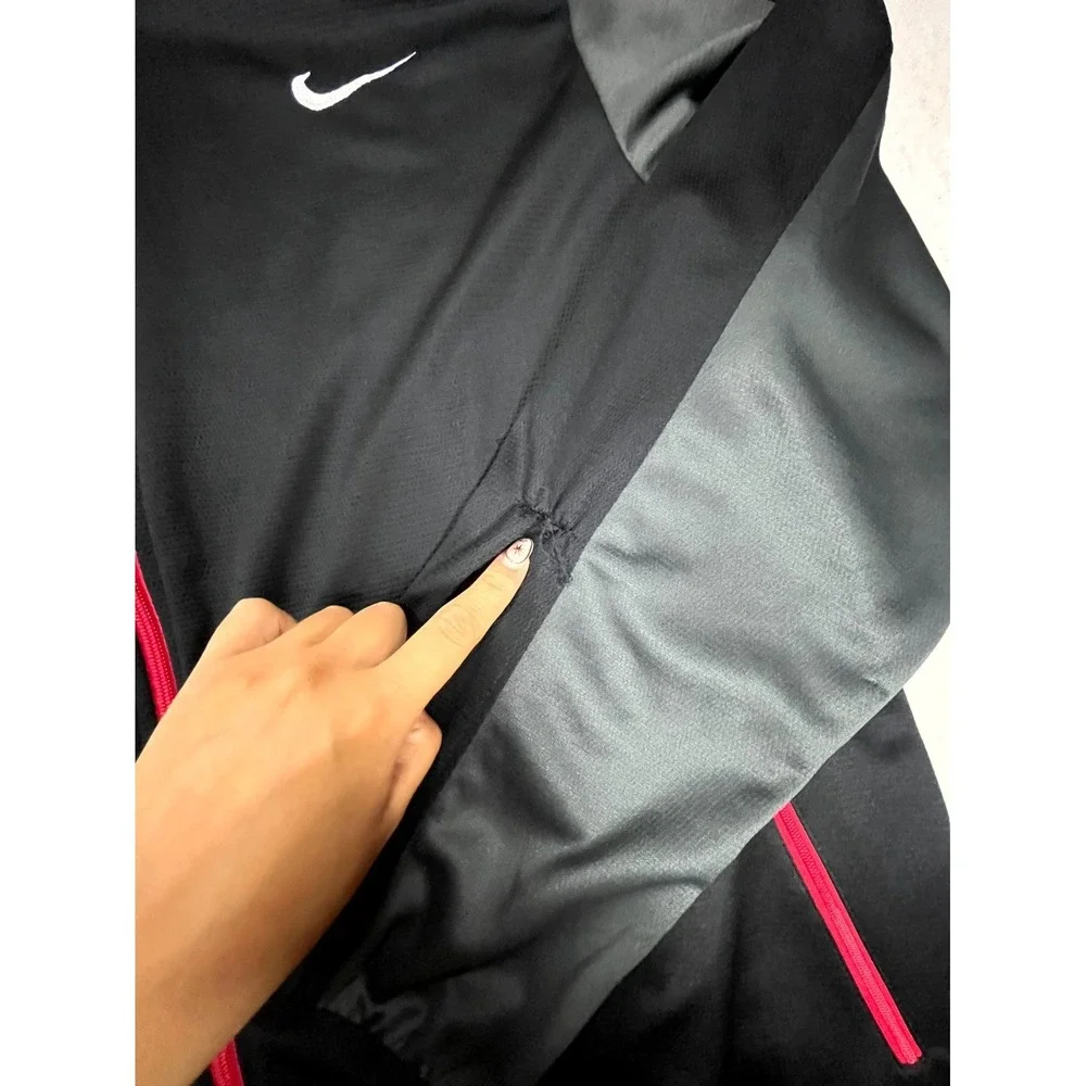 Nike Dri Fit Track Jacket Mens 3XL Black Gray Swoosh Logo Mock Neck Full Zip